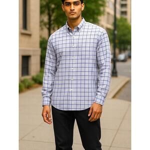 TOSCANO Men's Long Sleeve Button Up Plaid Shirt Size Large